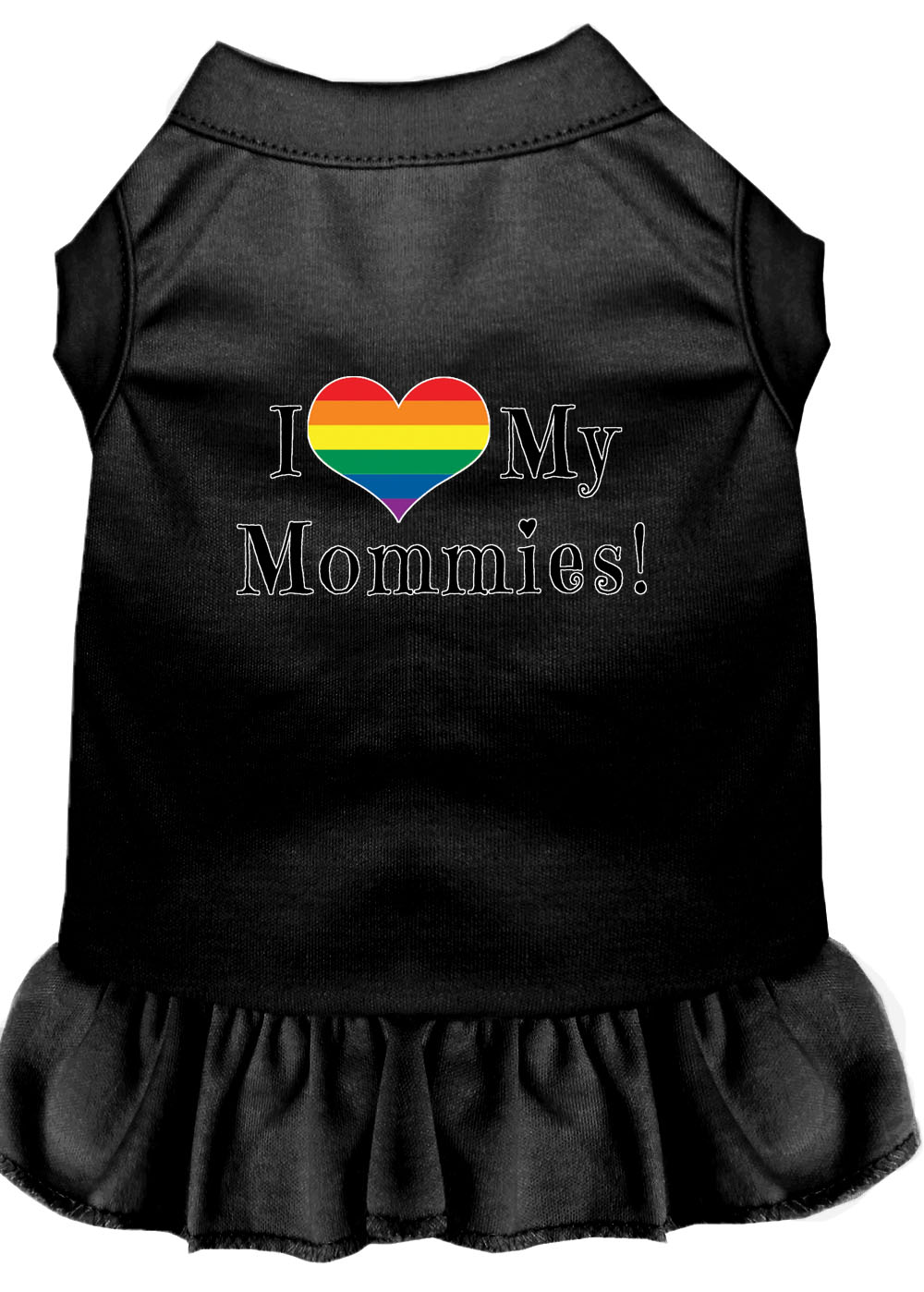 I Heart my Mommies Screen Print Dog Dress Black XXL